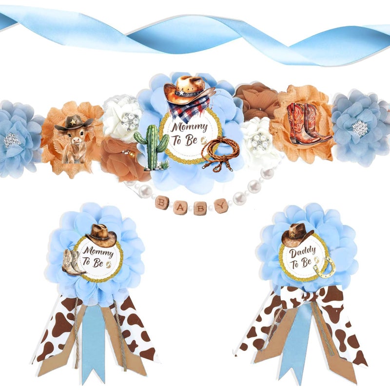 INSYOHO Western Baby Shower Decorations - Adjustable Western A Little Cowboy is On the Way Theme Maternity Belt with Cowboy Baby Shower Decorations, Gender Reveal Party Supplies for Mom to Be - Image 1