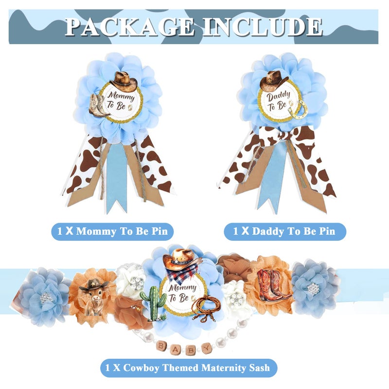 INSYOHO Western Baby Shower Decorations - Adjustable Western A Little Cowboy is On the Way Theme Maternity Belt with Cowboy Baby Shower Decorations, Gender Reveal Party Supplies for Mom to Be - Image 2