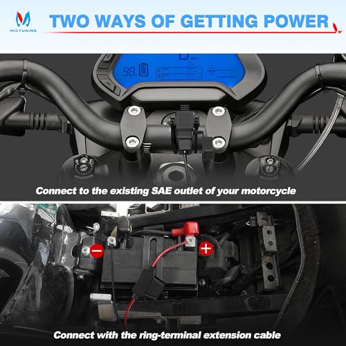 MICTUNING Motorcycle USB Charger,SAE to USB Cable Adapter SAE Quick Disconnect 2.1A Waterproof USB Port with Inline Fuse, Socket Cable 12V-24V for Motorcycle Cellphone Tablet GPS More - Image 5