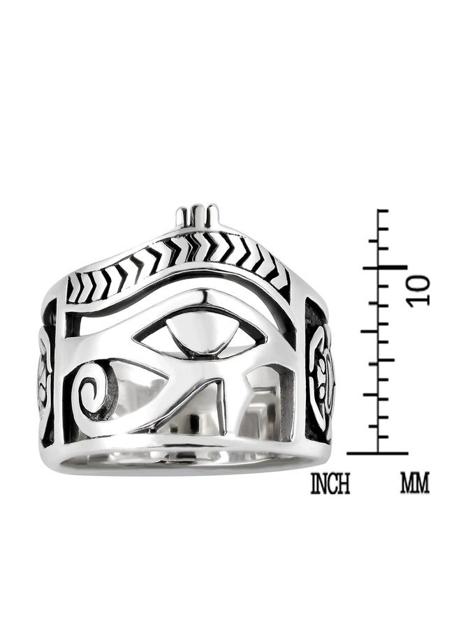 AeraVida Egyptian Eye of Horus Ankh Cross .925 Sterling Silver Ring | Gothic Comfort Fit Silver Rings for Women (8) - Image 5