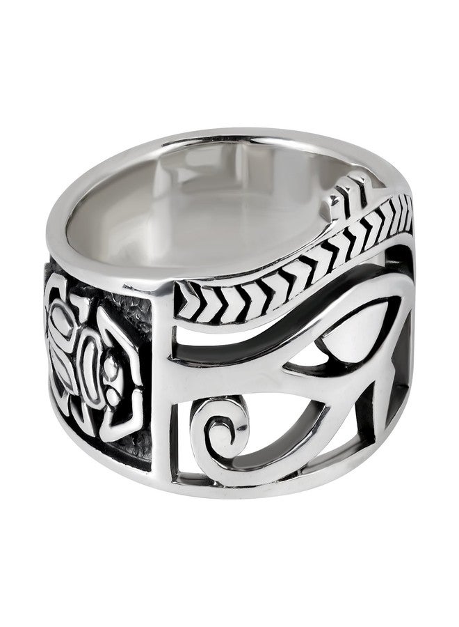 AeraVida Egyptian Eye of Horus Ankh Cross .925 Sterling Silver Ring | Gothic Comfort Fit Silver Rings for Women (8) - Image 2