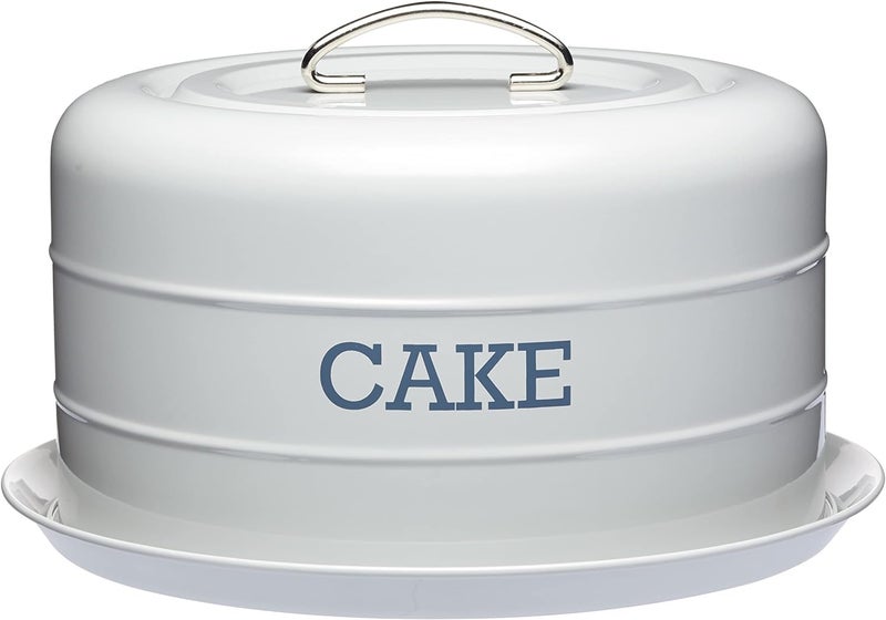 KitchenCraft Living Nostalgia LNCTGRY Airtight Cake Storage Tin  Cake Dome 285 x 18 cm  French Grey