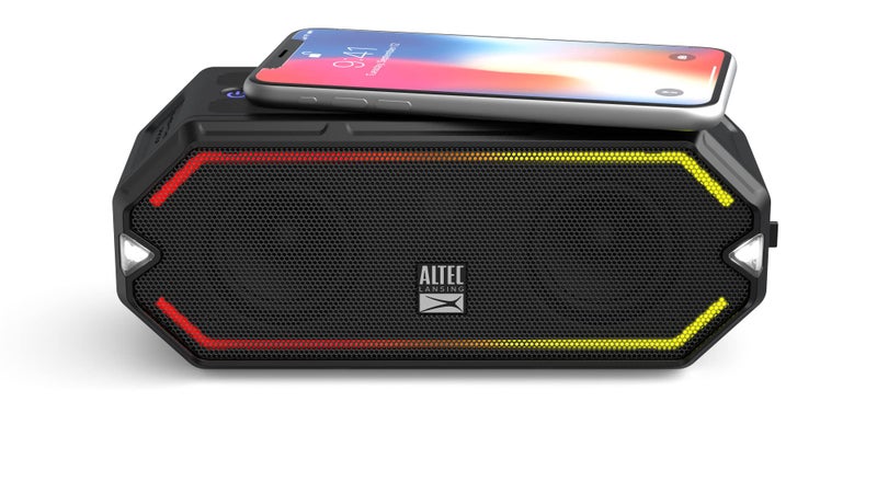 Altec Lansing ألتك لانسنج - مكبر صوت بلوتوث محمول لاسلكي هيدرا بلاست، مقاوم للماء IP67 للحفلات، مكبرات صوت خارجية قابلة لإعادة الشحن عبر USB C مع شاحن مدمج للهاتف وأضواء LED، وقت تشغيل 20 ساعة - Image 1