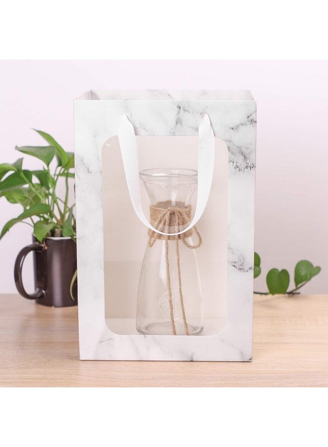 Satyam Kraft SATYAM KRAFT 6 Pcs Marble Print Transparent Bag Goodie Bags With Handle ,Hamper Bag,Carry Bags,Shopping Gift Bag,Valentine Gifting,engagement Presents,Wedding Return Gifts,Birthday,Festivals,Events (White)(Small) - Image 3
