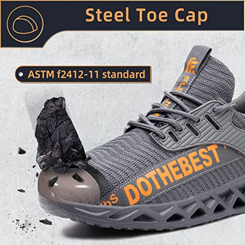 Furuian Waterproof Steel Toe Sneakers for Men Women Lightweight Safety Work Shoes Comfortable Unisex Steel Toe Work Sneakers Grey - Image 3