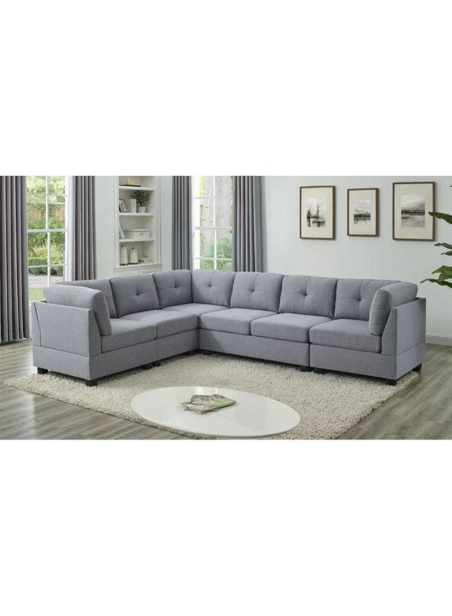 الهوم كنبة زاوية 6 مقاعد شكل حرفL   مقاس 300×220×95×85 سم - رمادي - Image 1