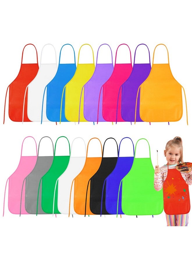 PLULON 16 Pcs Kids Aprons for Painting, Painting Apron Bulk for Kids Art Smocks Children Fabric Art Aprons for Art Painting Crafts Home Kitchen Classroom Party and Activity - Image 1