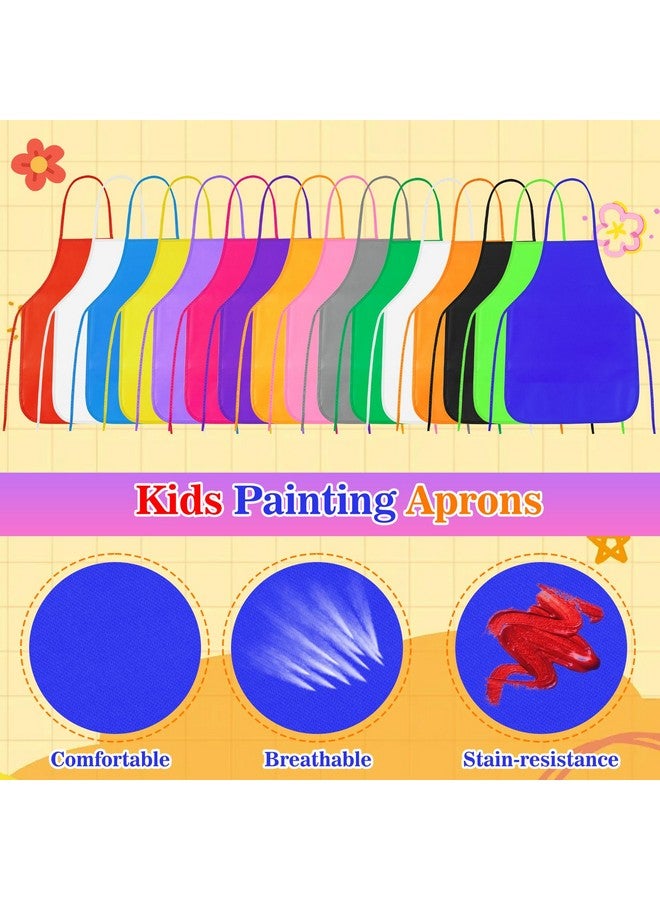 PLULON 16 Pcs Kids Aprons for Painting, Painting Apron Bulk for Kids Art Smocks Children Fabric Art Aprons for Art Painting Crafts Home Kitchen Classroom Party and Activity - Image 3