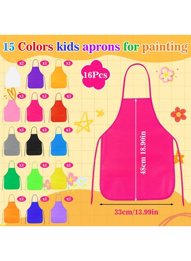 PLULON 16 Pcs Kids Aprons for Painting, Painting Apron Bulk for Kids Art Smocks Children Fabric Art Aprons for Art Painting Crafts Home Kitchen Classroom Party and Activity - Image 2