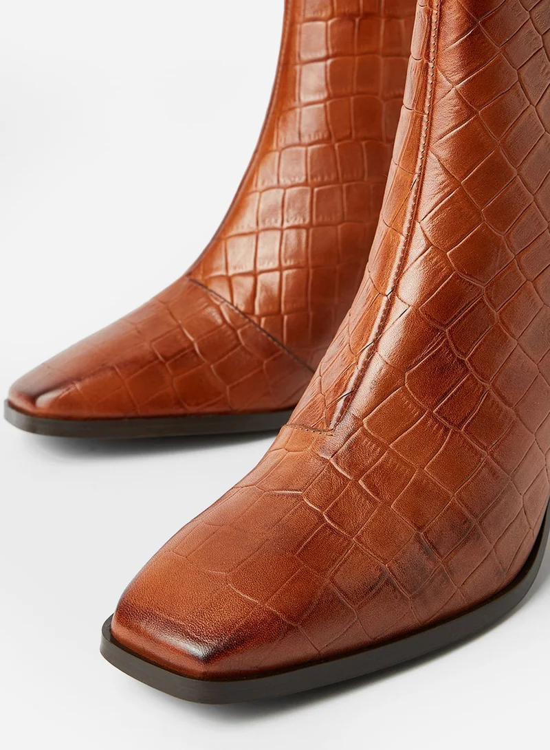 VERO MODA Textured Leather Boots