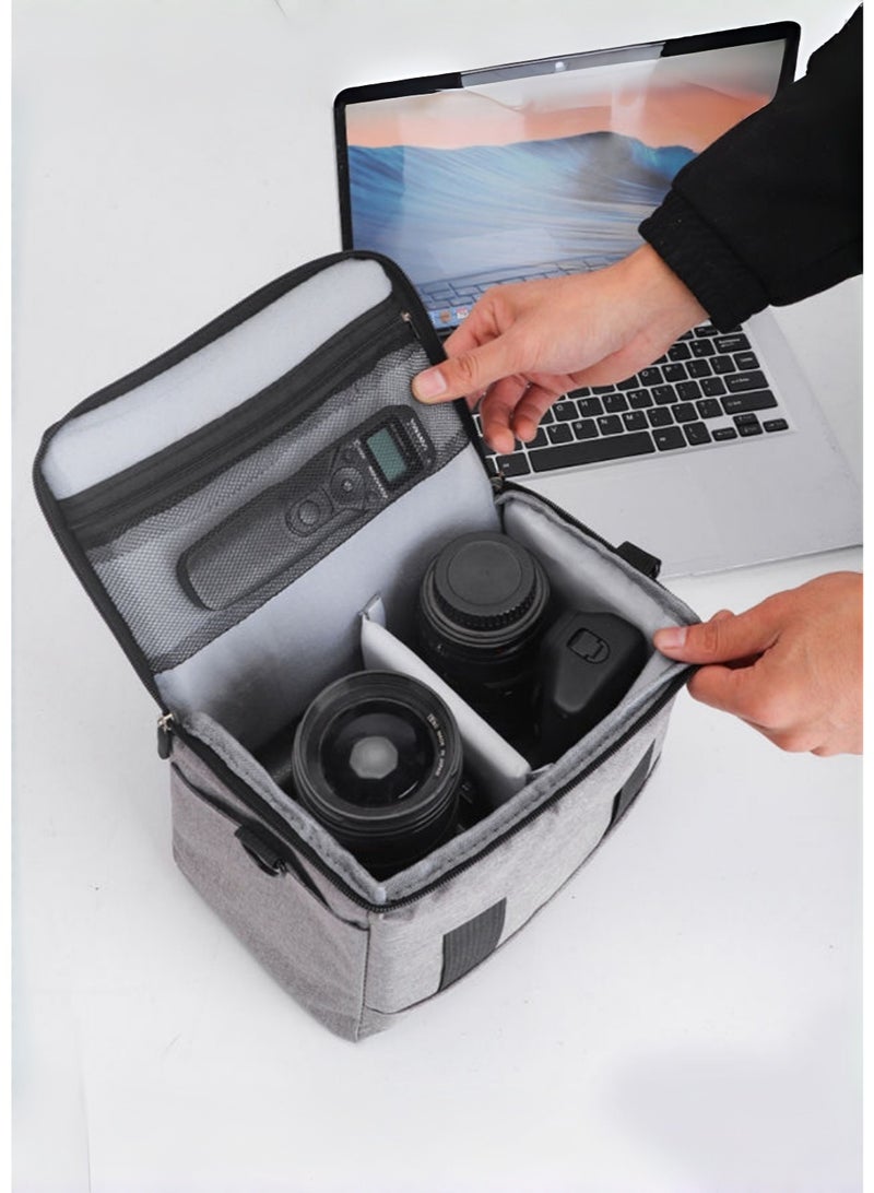 JoyousSto Camera Bag for Photographers, Anti-shock Camera Shoulder Bags Camera Case Compatible for DSLR/SLR/Mirrorless Cameras, 26*15*21cm, Grey - Image 3