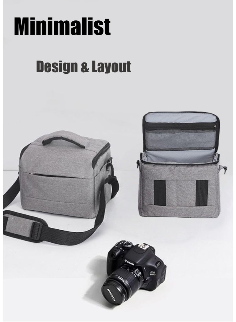 JoyousSto Camera Bag for Photographers, Anti-shock Camera Shoulder Bags Camera Case Compatible for DSLR/SLR/Mirrorless Cameras, 26*15*21cm, Grey - Image 4