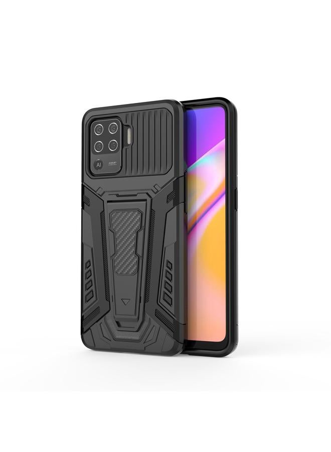 اس-توب جراب لهاتف OPPO F19 Pro من سلسلة War Chariot، جراب واقٍ شامل مقاوم للصدمات مصنوع من مادة PC + TPU مع حامل غير مرئي - Image 1