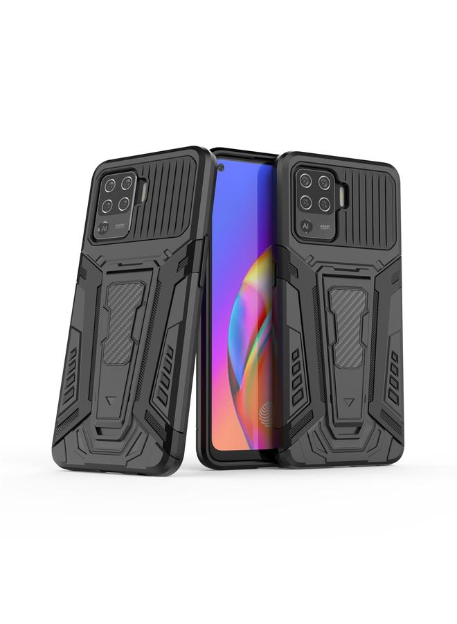 اس-توب جراب لهاتف OPPO F19 Pro من سلسلة War Chariot، جراب واقٍ شامل مقاوم للصدمات مصنوع من مادة PC + TPU مع حامل غير مرئي - Image 2