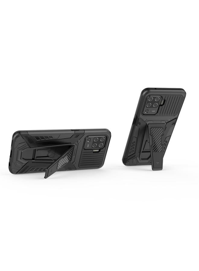 اس-توب جراب لهاتف OPPO F19 Pro من سلسلة War Chariot، جراب واقٍ شامل مقاوم للصدمات مصنوع من مادة PC + TPU مع حامل غير مرئي - Image 4