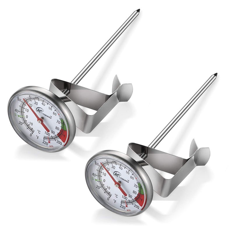 KT THERMO Instand Read 2Inch Dial Thermometer2 PackBest for The Coffee DrinksChocolate Milk Foam