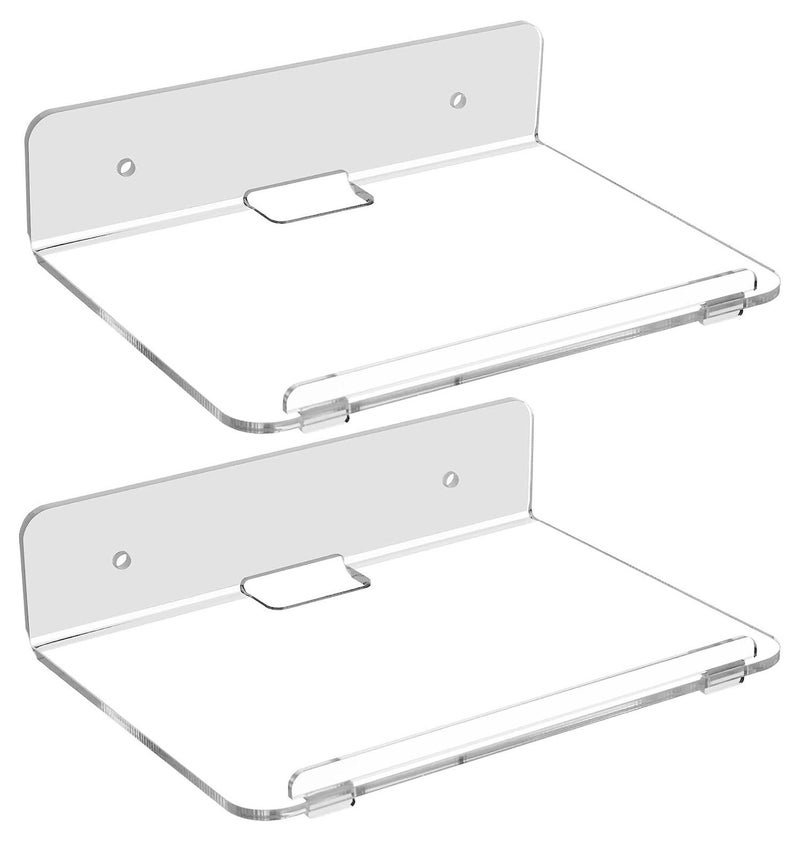 XICEN Set of 2 Acrylic Floating Wall Shelves Hanging Shelves  Adhesive Wall Display Shelf Stand for Plant Pot Speaker Security Camera Figures in Office and Home 8 x 6 Inch - Image 1