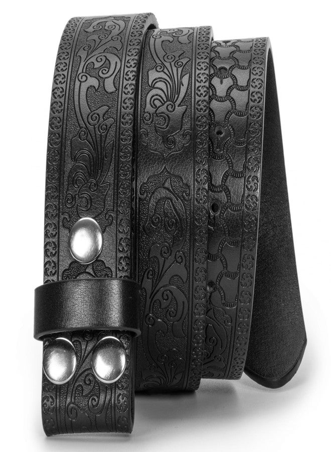 UTOWO Men Women Retro Belt Strap without Buckle 1.5" Wide Classic Western Embossed PU-Leather Belt for Jeans - Image 1