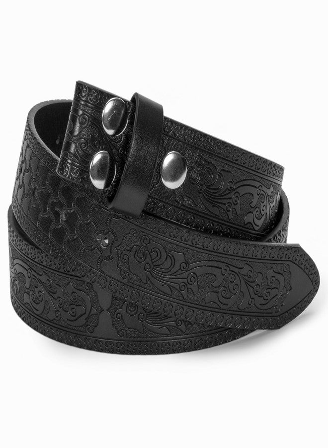 UTOWO Men Women Retro Belt Strap without Buckle 1.5" Wide Classic Western Embossed PU-Leather Belt for Jeans - Image 3