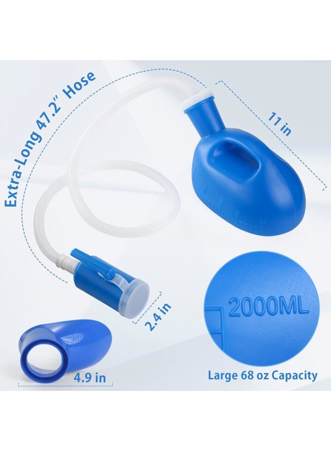 ONEDONE Urinal Pee Bottle Universal Portable 2000 ML with Female Adapter for Hospital Camping Car Travel (Blue) - Image 4