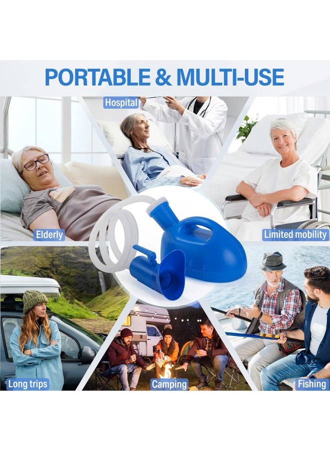 ONEDONE Urinal Pee Bottle Universal Portable 2000 ML with Female Adapter for Hospital Camping Car Travel (Blue) - Image 5