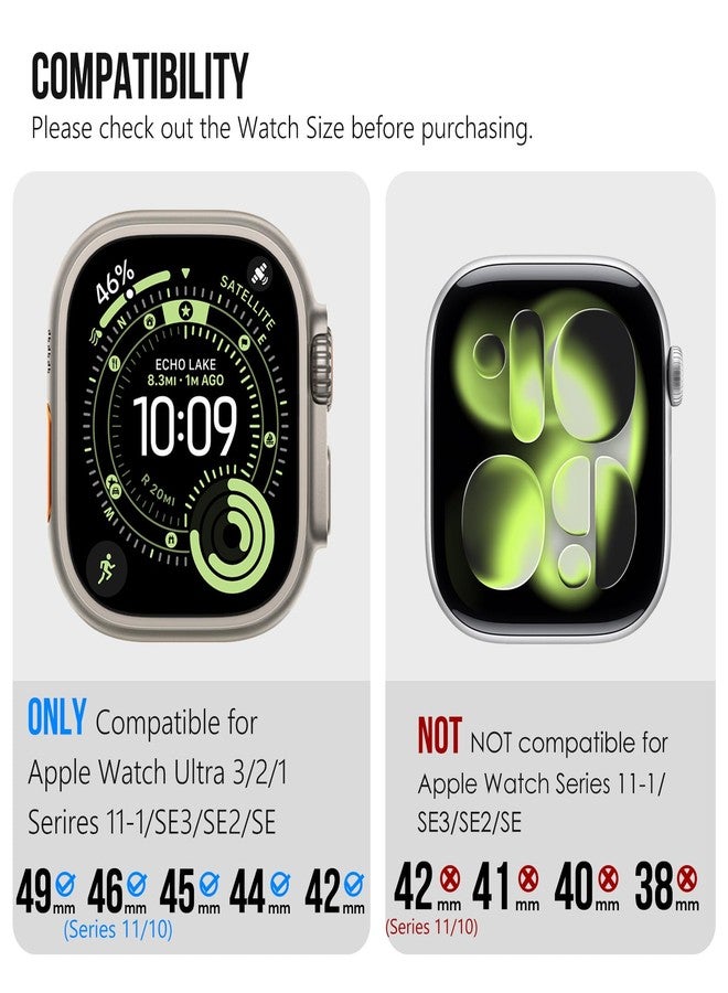 KADES Rugged TPU Sport Band for Apple Watch Ultra 3/2/1 49mm, Metal Connectors for Apple Watch Series 11/10 46mm Series SE3/9/8/SE2/7/6/SE/5/4/3/2/1 45mm/44mm/42mm, Titanium/Black - Image 2