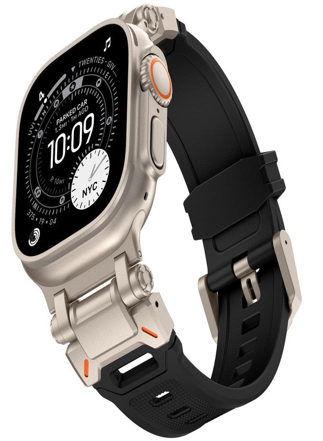 KADES Rugged TPU Sport Band for Apple Watch Ultra 3/2/1 49mm, Metal Connectors for Apple Watch Series 11/10 46mm Series SE3/9/8/SE2/7/6/SE/5/4/3/2/1 45mm/44mm/42mm, Titanium/Black - Image 1