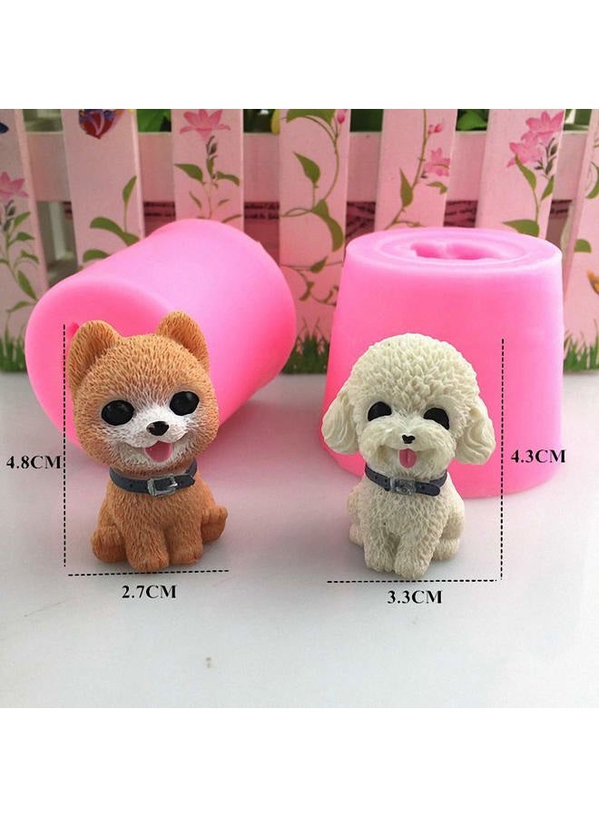 HiParty Hi-Party 2 Pack Small 3D Puppy Dog Silicone Candle Molds, Cute Pomeranian & Poodle Chocolate Candy Fondant Mold Cake Decorating Tool Poodle Making Candle Soap Resin Plaster Crayon Wax Melt Mold - Image 2