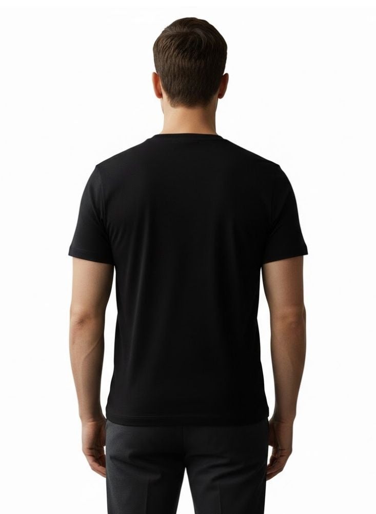 Premium Men’s Black Round Neck T-Shirt – Single Piece Cotton Slim Fit Casual Tee - Image 3