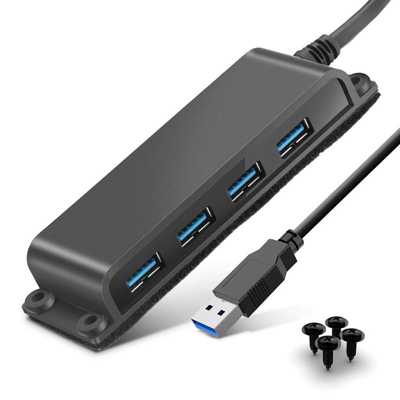 Rocketek 4-Port USB 3.0 Portable Desk Hub,Fixable USB Data Hub 3.0 with 3.3ft/100CM Cable for MacBook, Mac Pro/Mini, iMac, XPS, Surface Pro, Notebook PC, USB Flash Drives, Mobile HDD,Computer and More - Image 1