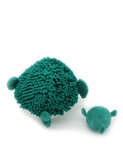 Les Deglingos Gobetou Blowfish Mom & Baby Plush Toy - Green Corduroy, Soft & Cuddly with Hidden Baby, Eco-Friendly for Babies and Toddlers  - Image 2