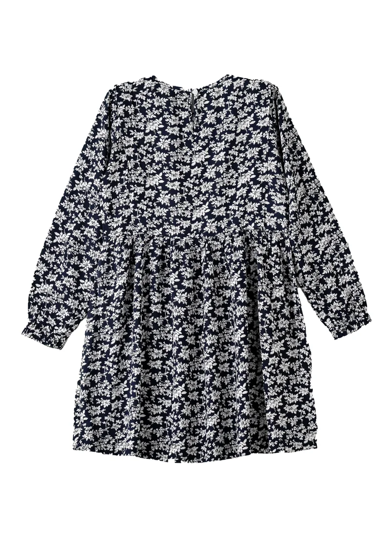 Jelliene Girls Black Floral Long Sleeve Dress