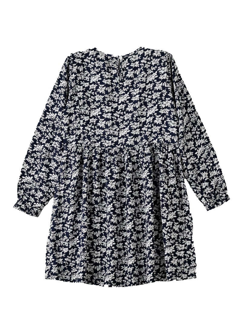 Jelliene Girls Black Floral Long Sleeve Dress  - Image 2