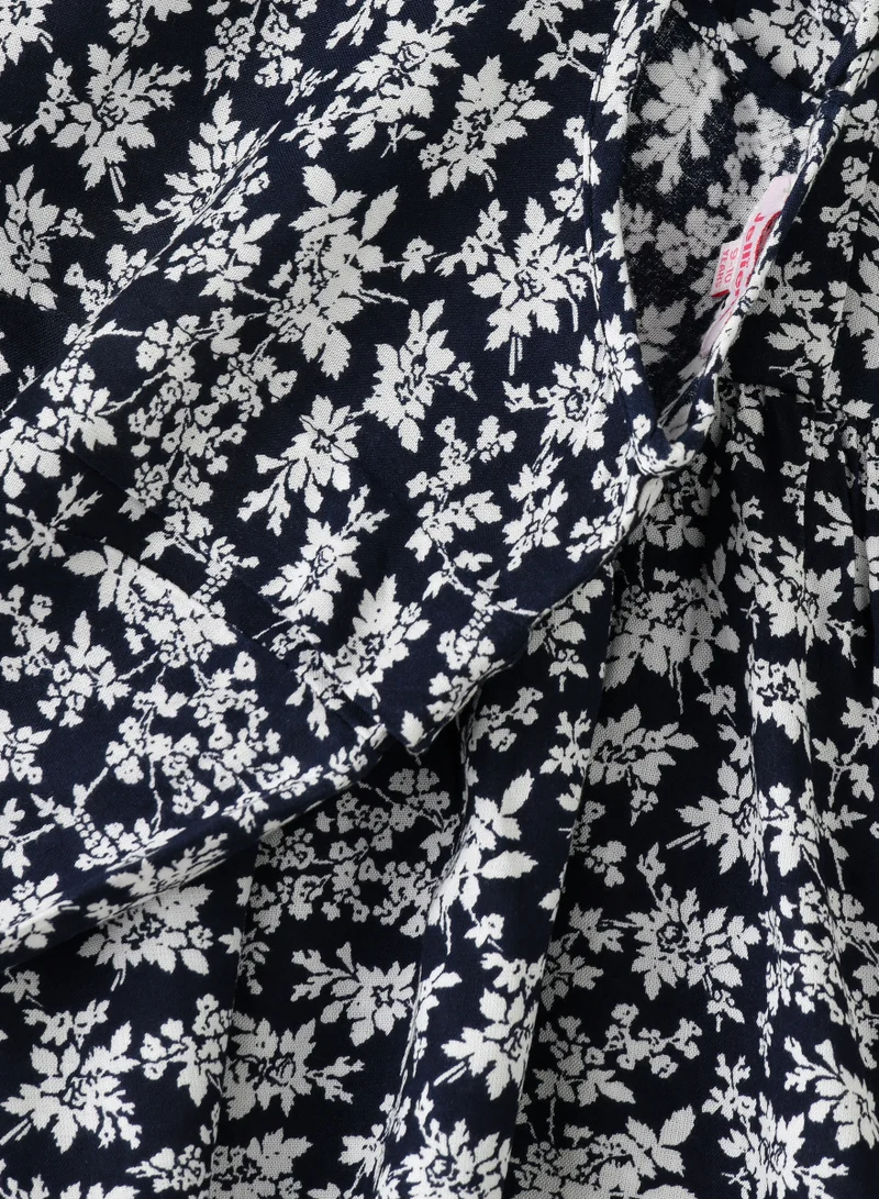 Jelliene Girls Black Floral Long Sleeve Dress