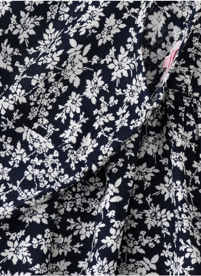 Jelliene Girls Black Floral Long Sleeve Dress  - Image 3