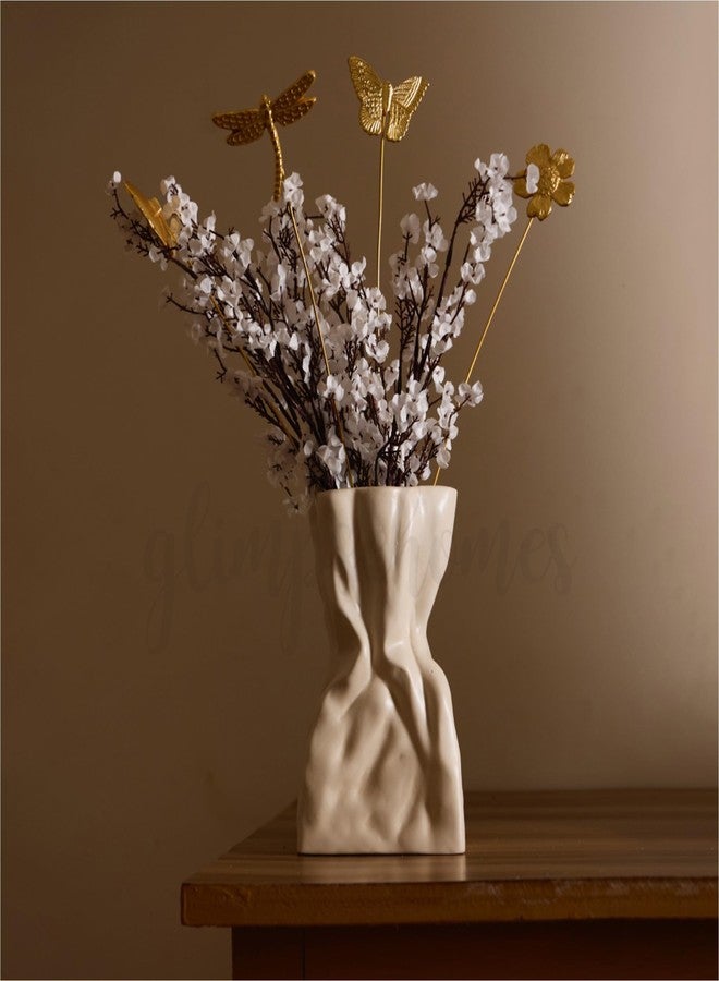 Glimpse Homes مزهرية حقيبة مجعدة من Glimpse Homes | 8 بوصة (مطفية، بيضاء فاتحة) - Image 4