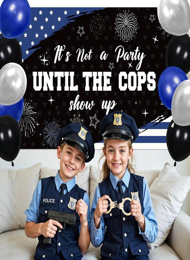 TagreSpike Police Party Decorations It's Not a Party Until The Cops Show Up Banner with 14Pcs Latex Balloons Black White and Blue American Flag Police Theme Party Decor for Police Birthday Grad Retirement Party - Image 5