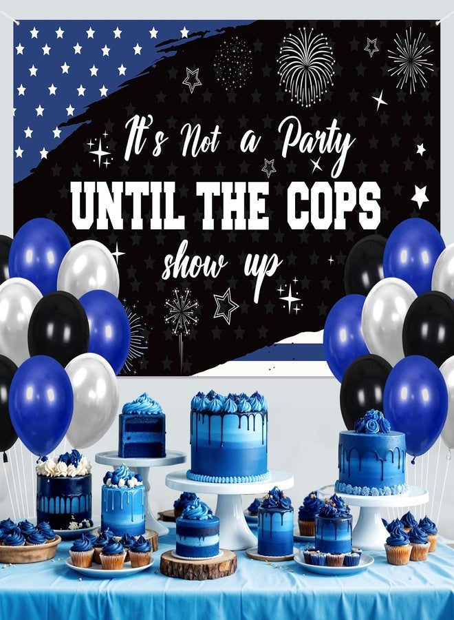 TagreSpike Police Party Decorations It's Not a Party Until The Cops Show Up Banner with 14Pcs Latex Balloons Black White and Blue American Flag Police Theme Party Decor for Police Birthday Grad Retirement Party - Image 2
