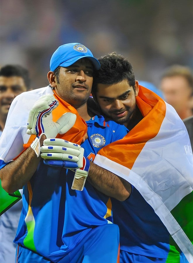 Roostaflag Virat and Dhoni Poster | Cricket Legends Wall Art | Virat Kohli MS Dhoni Poster for Living Room Decor - Image 1