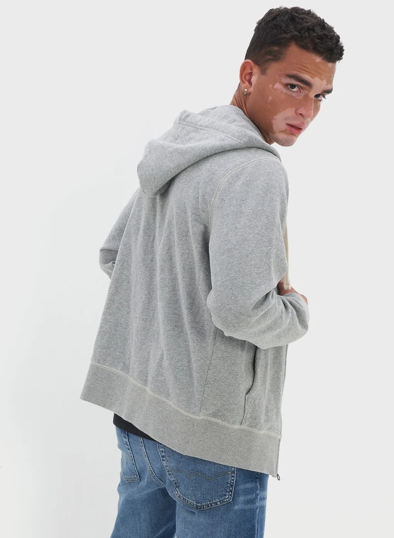 American Eagle Logo Zip Through Hoodie