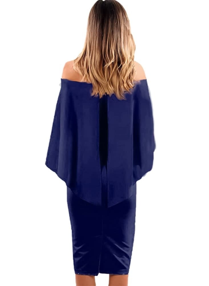 Elegant off-the-shoulder evening dress with a stylish ruffle overlay for women - Image 2