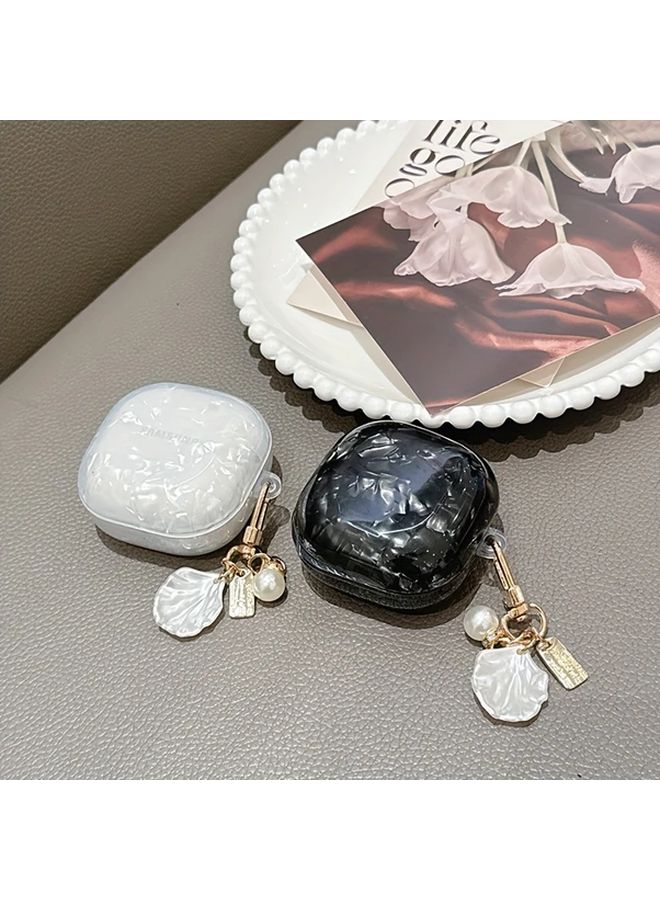 Galaxy Buds FE 2Pro 2 Pro Live Protective Case Elegant Shell Leopard Print with Pearl Keychain Black - Image 5