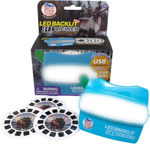 WARM FUZZY Toys LED Backlit 3D Viewer Arctic New 2025 USBC Rechargeable Slide Viewer for Kids Adults Includes 3 Reels with 21 HD 3D Images PatentPending Retro Toy No Light Source Needed - Image 1