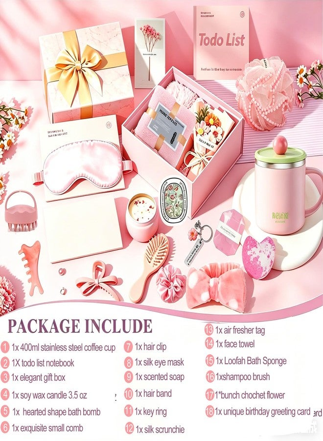 LINMAGCO Birthday Gifts for Women, 18Pcs Happy Birthday Hampers Gift Box , Female Relaxation Self Care Package Spa Bath Set ,Mothers Day Gift,Girl for Friends, Mum, Wife, Sister, Birthday Basket Gift Set Ideas - Image 2