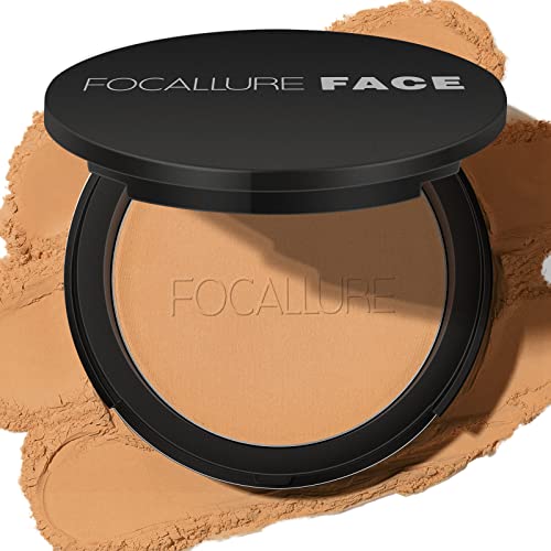FOCALLURE Flawless Pressed Powder Control Shine Smooth Complexion Pressed Setting Powder Foundation Makeup Portable Face Powder Compact LongLasting Matte Finish Sand - Image 2