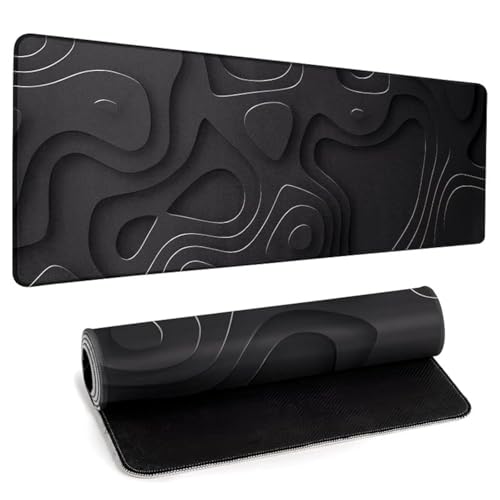 Llzdeuan Large Anime Gaming Mouse Pad Black Solid Geometry Desk Pad Computer Keyboard Mat Non-Slip Rubber Base Office Decor Waterproof Mouse Mat - Image 1