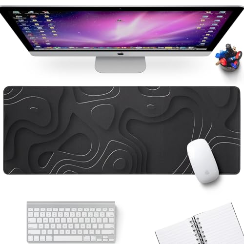 Llzdeuan Large Anime Gaming Mouse Pad Black Solid Geometry Desk Pad Computer Keyboard Mat Non-Slip Rubber Base Office Decor Waterproof Mouse Mat - Image 3