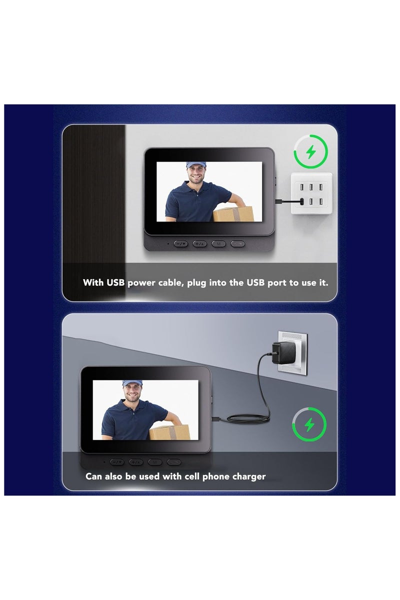 BlueFire 1080P Wireless Video Doorbell with 4.3" Screen – 170° Wide Angle 8MP Camera, Two-Way Audio, Infrared Night Vision, IP66 Waterproof, High-Capacity Battery, Video Intercom System with Included Chime for Home Security - Image 3