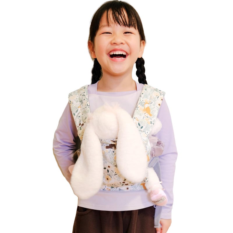 Vlokup Baby Doll Carrier, Adjustable Doll Carrier for Little Girls, Front & Back Wear, Made with Soft Fabric, Fits Dolls & Stuffed Animals up to 20 Inches, Wildflower, WoodlandAnimal - Image 1