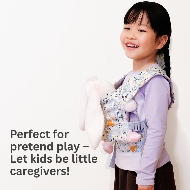 Vlokup Baby Doll Carrier, Adjustable Doll Carrier for Little Girls, Front & Back Wear, Made with Soft Fabric, Fits Dolls & Stuffed Animals up to 20 Inches, Wildflower, WoodlandAnimal - Image 4